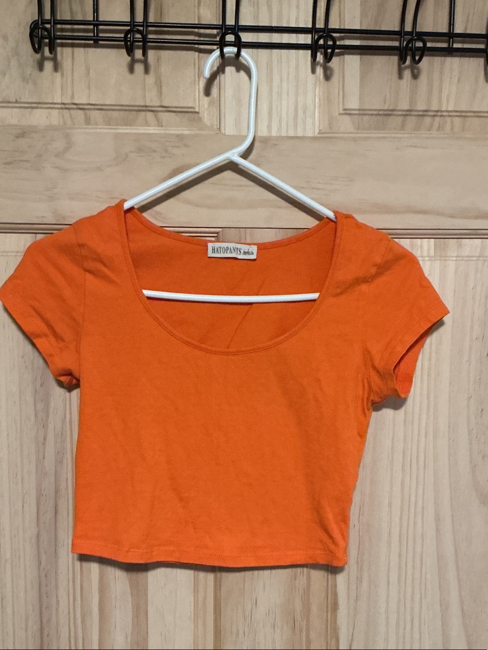 Orange Scoop-Neck Crop Top for Women